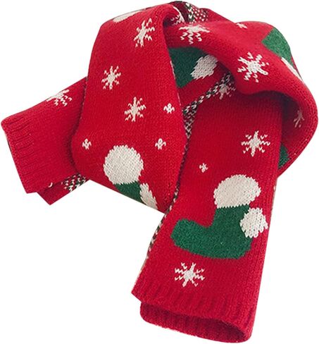 Felite Fnn Kids Christmas Reindeer Snowflake Scarf Fall Winter Warm Knit Scarf in Saudi Arabia