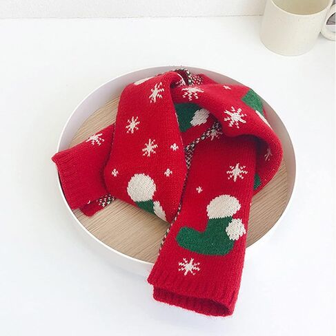 Felite Fnn Kids Christmas Reindeer Snowflake Scarf Fall Winter Warm Knit Scarf in Saudi Arabia