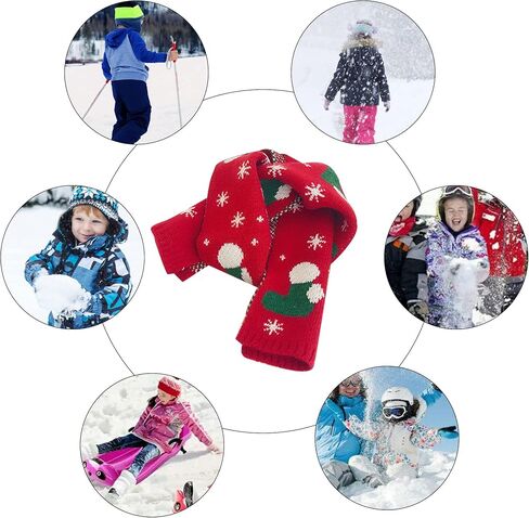 Felite Fnn Kids Christmas Reindeer Snowflake Scarf Fall Winter Warm Knit Scarf in Saudi Arabia
