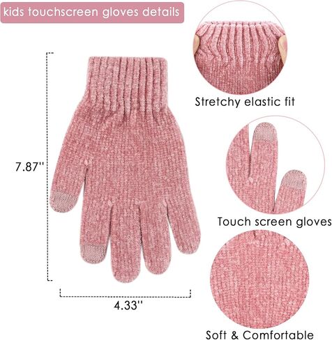 Toddler Boys Girls Winter Warm Knit Beanie Hat Touchscreen Gloves Neck Scarf with Fleece Cap for 3 4 5 6 7 Year Kid Gifts in Kuwait