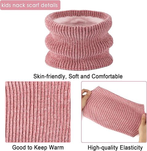Toddler Boys Girls Winter Warm Knit Beanie Hat Touchscreen Gloves Neck Scarf with Fleece Cap for 3 4 5 6 7 Year Kid Gifts in Kuwait