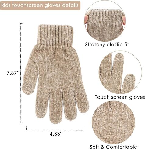 Toddler Boys Girls Winter Warm Knit Beanie Hat Touchscreen Gloves Neck Scarf with Fleece Cap for 3 4 5 6 7 Year Kid Gifts in Kuwait