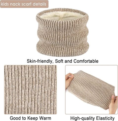 Toddler Boys Girls Winter Warm Knit Beanie Hat Touchscreen Gloves Neck Scarf with Fleece Cap for 3 4 5 6 7 Year Kid Gifts in Kuwait