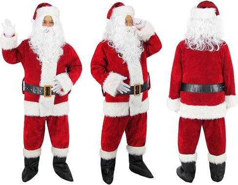 زي Ruimeier Santa Clacus للرجال البالغين 10 قطع بدلة سانتا الفاخرة لعيد الميلاد in Kuwait