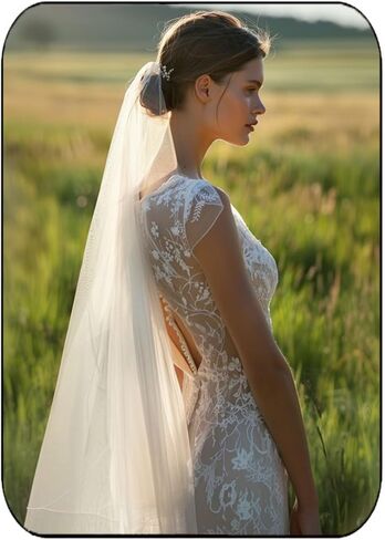 Heread Wedding Veil for Bride 2 Tiers Short Fingertip Length Bridal Tulle Hair Accessoies with Comb and Cute Edge (Ivory) in Saudi Arabia