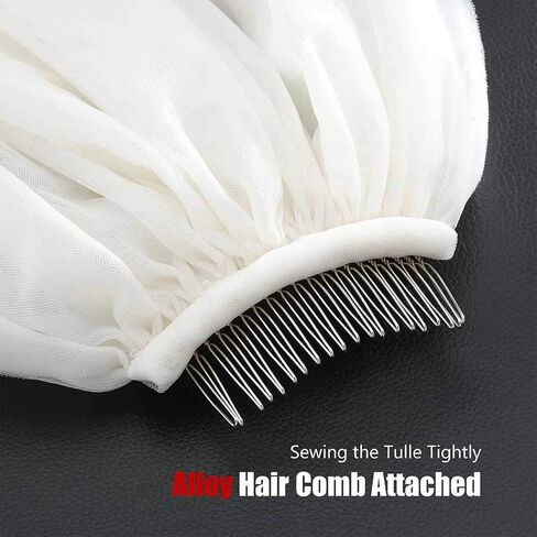 Heread Wedding Veil for Bride 2 Tiers Short Fingertip Length Bridal Tulle Hair Accessoies with Comb and Cute Edge (Ivory) in Saudi Arabia