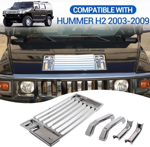 لوحة تهوية سطح غطاء محرك السيارة متوافقة مع Hummer H2 2003-2009، غطاء فتحة تهوية غطاء محرك السيارة الأمامي، أغطية لوحة فتحة تهوية غطاء محرك السيارة ABS قولبة (فضي ساطع) in Kuwait