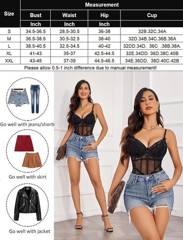 Avidlove Bodysuit for Women Sexy Lace Top Lingerie One Piece V Neck Mesh Tops Sleeveless Push Up Body Suit S-XXL in Saudi Arabia
