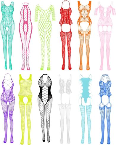 JDiction Women’s Lingerie BabyDoll Fishnet Bodysuit Sexy Nightwear(12 Pack) in Kuwait