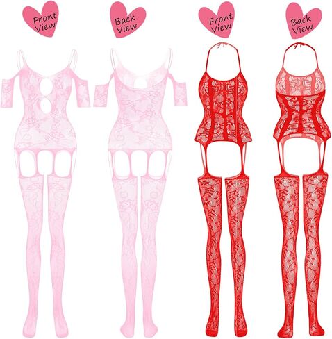 JDiction Women’s Lingerie BabyDoll Fishnet Bodysuit Sexy Nightwear(12 Pack) in Kuwait