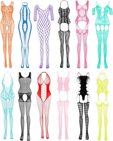 JDiction Women’s Lingerie BabyDoll Fishnet Bodysuit Sexy Nightwear(12 Pack) in Kuwait