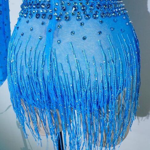 Youmeisha Sexy Fringe Rhinestone Perspective Mesh Bodysuit Women Birthday Party Team Dance Costumes Festival Carnival in Saudi Arabia