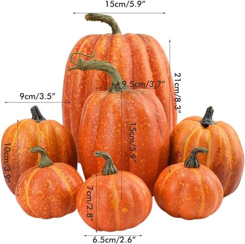 7PCS Thanksgiving Artificial Pumpkin Decoration Various Sizes Pumpkin Decorations, Realistic Foam Yellow Pumpkin for Fall Harvest Party, Halloween Thanksgiving Decoration in Saudi Arabia