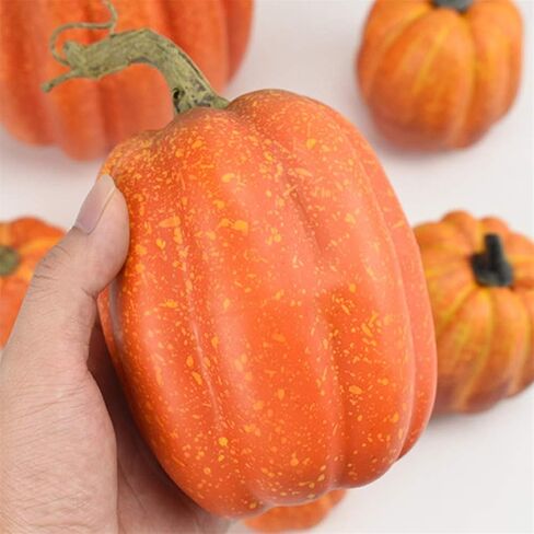 7PCS Thanksgiving Artificial Pumpkin Decoration Various Sizes Pumpkin Decorations, Realistic Foam Yellow Pumpkin for Fall Harvest Party, Halloween Thanksgiving Decoration in Saudi Arabia