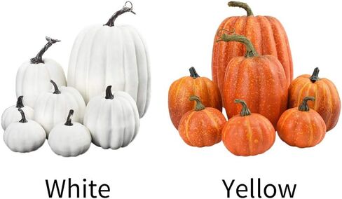 7PCS Thanksgiving Artificial Pumpkin Decoration Various Sizes Pumpkin Decorations, Realistic Foam Yellow Pumpkin for Fall Harvest Party, Halloween Thanksgiving Decoration in Saudi Arabia