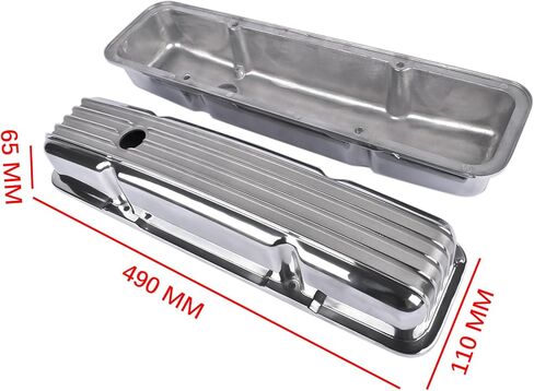 Polished Aluminum Finned Short Valve Cover Replacement for Chevy small block 283, 302, 305, 327, 350, 400 1958-86 in Kuwait