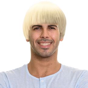 Short Mushroom Wig for Men-Synthetic 60s Bowl Cut Wigs for Anime Movie Music Costume Halloween Cosplay Party (Dark Brown)