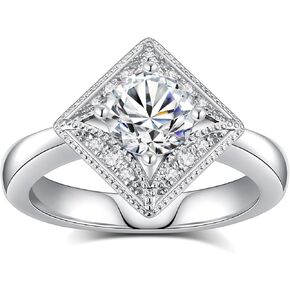 Moissanite Rings for Women Engagement Rings Promise Wedding Ring 18K White Gold Plated S925 Sterling Silver Rings for Wife Wedding Anniversary