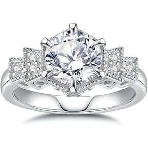 Moissanite Rings for Women D Color VVS1 Moissanite Engagement Ring S925 Sterling Silver Promise Wedding Rings for Women
