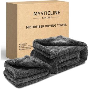 Microfiber Drying Cleaning Towels for Cars 2 pack,1300 GSM,Without Residual Lint,Scratches or Water Spots,Large Super Absorbent Car Wash Towels for Trucks, SUVs, & Home,24'' x 36''&16 ''x 16'',Gray