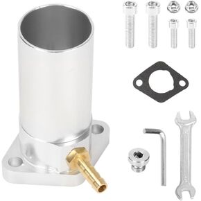 Intake Pipe CNC Inlet Manifold for VM24 PWK24 Carburetor 212cc 196cc 6.5hp Engine for CT200U CT200U-EX BT200X KT196 GX160 GX200 MB165 MB200 Mini Bike Go Kart Silver