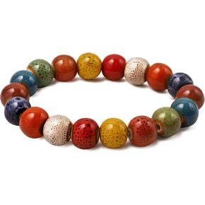 MINACHI Bohemian Colorful Round Beads Bracelet, Boho Jewelry Gift for Women