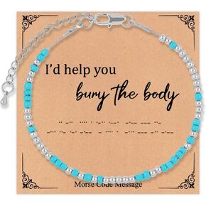 Morse Code Bracelets For Women, Gold Silver Beaded Trendy Bracelet I'll Help You Bury the Body Bracelet Friendship Couple Bracelet Christmas Thanksgiving Birthday Jewelry Meaningful Gift