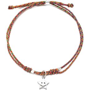 Colorful Braided String Bracelet for Women Men with Smiley Star Charm, maximum 8 inches, Adjustable String