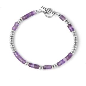 Amethyst Bracelet for Women - Beaded Amethyst Gemstone 925 Sterling Silver Healing Bracelet in Saudi Arabia
