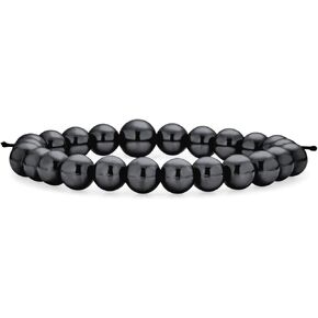 Earth Tone Or Black Hematite Strand Ball Bead Stretch Mala Prayer Bracelet for Women for Men for Teen Red Cord 8MM