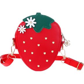 Strawberry Purse, Cute Little Girl Strawberry Bag PU Leather Mini Strawberry Shaped Crossbody for Women Girls