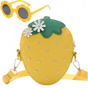 Little Girls Wallet Cute Bunny Bow Fashion Crossbody Bag Sunglasses Handbag Set, Birthday Gift for Girls(Black)