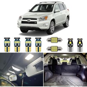 8 Piece White LED Interior Light Kit for Toyota RAV4 2006 2007 2008 2009 2010 2011 2012 Super Bright 6000K Interior LED Lights Bulb Package + Install Tool