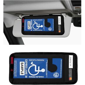 Handicap Placard Holder for Car, Ultra Clear PVC Disabled Parking Permit Sign Protector with Elastic Strap, Handicap Placard Holder for Car Visor Provides Pen Holder&Note Paper Slot (Pink)