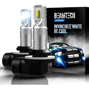 BEAMTECH H1 Led Fog Light Bulb,1:1 Mini Size 16 Upgraded Chips Extremely Super Bright 2800 Lumens 6500K Xenon White(Pack of 2)