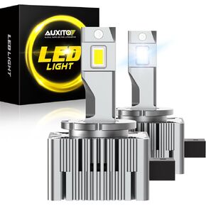 AUXITO D3S D3R LED Bulbs, 24000Lumens 120W 6000K White 500% Brightness, Xenon HID Replacement Lights, Plug and Play Fog Light Bulbs, Pack of 2