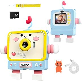 Kids Camera for 3-12 Year Old Children, 2 Inch Screen Kids Camera Toy 1080P Video Camcorder with Cartoon Robot Soft Silicone Cover Ideal Gift for Kids, 32G FT Card Included