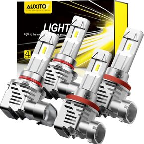 AUXITO 9005/H8/H9/HB3/H1I Fog Light Bulbs, 6500K Cool White, 600% Brighter, Plug-and-Play, Pack of 4