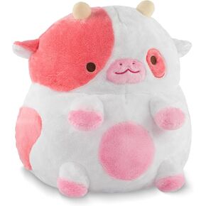 Heatable Strawberry Scented Cow Plush for Period Cramp Relief & Stress, Microwavable Soft Toy Plushies, Coolable Stuffed Animal for Anxiety, Cute Heating Pad for Pain Relief