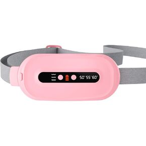 Portable Heating Pad, Cordless Heating Pad for Period Cramps with 3 Heat Levels and 3 Massage Modes, Electric Fast Heating Waist Back Belt for Women Girls and Her (Pink)