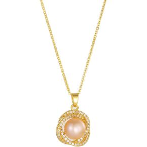 14K Gold Plated Stainless Stell Freshwater Pearl Pendant Necklace for Women Fashion Jewelry Trendy Cute Gold Necklace Jewelry for Women Birthday Gifts
