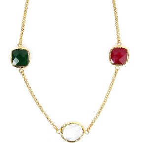 قلادة ELYA Jewelry للسيدات من الذهب IP باللونين الأخضر والأحمر المصبوغة من أم اللؤلؤ
