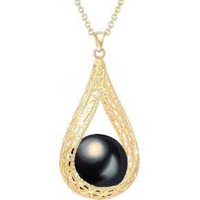 14MM Big Pearl Pendant Necklaces for Women Glod Plated Costume Jewelry