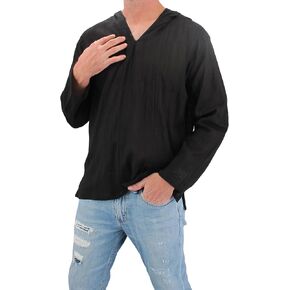 Men's Hoodie Hippie Shirts Beach 100% Soft Cotton Top Yoga Shirt Boho