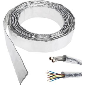 Toolly Aluminized Heat Sheath Heat Wrap Wire Shield Sleeve, 3/4"ID x 10ft Adjustable Heat Shield Spark Plug Wire Heat Shield Roll For Car Auto Wire Heat Shield Line Cable