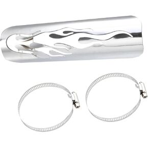 1Set Universal Motorcycle Exhaust Heat Shield Pipe Shield Exhaust Guard Muffler Protector for Harley Flame Silver Tone Replace Parts