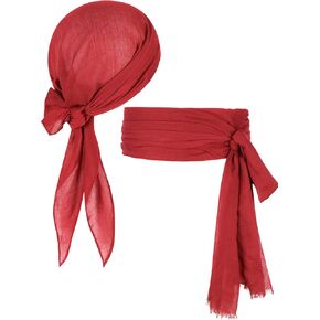Pirate Costume Men Women Halloween Pirate Bandana Hat Waist Belt Head Scarf Renaissance Accessories Cosplay