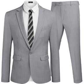 COOFANDY Men 2 Piece Suits One Button Blazer Jacket Tuxedo Slim Fit Suit Pant