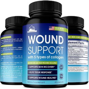 Wound Healing Natural Scar Pills - Made in USA - Scar Reduction, Surgery Recovery & Wound Support - Wound Healing Supplement to Reduce Scarring, Bruisings & Swelling - Helps Tissue Response - 60 Caps