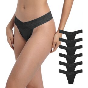 Lace Thongs For Women Plus Size Cotton Thongs Woman Panties Underwear Pack 6